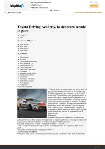 Toyota Driving Academy, la sicurezza scende in pista