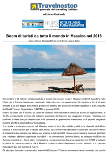 Boom di turisti da tutto il mondo in Messico nel 2016