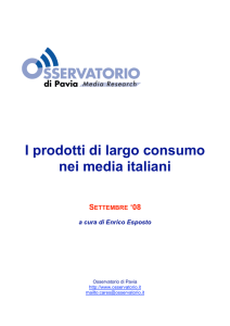 I prodotti di largo consumo nei media italiani SETTEMBRE