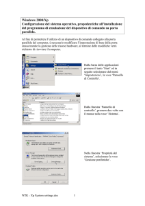 Windows 2000/Xp Configurazione del sistema operativo
