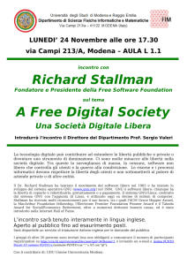 Incontro con Stallman: Locandina - Dipartimento di Scienze fisiche