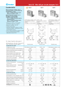 Caratteristiche Serie 45 - Mini relè per circuito stampato 16 A