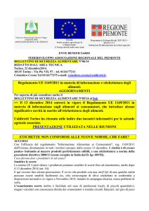 Regolamento UE 1169/2011 in materia di informazione e