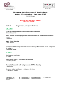 Simposio Italo Francese di Vestibologia Matera 30 settembre