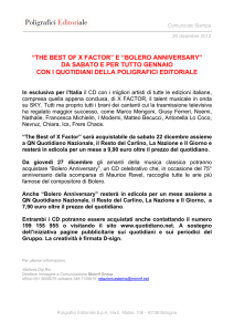 “the best of x factor” e “bolero anniversary” da sabato