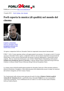 Forlì esporta la musica (di qualità) nel mondo del cinema
