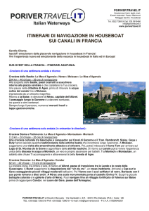 itinerari di navigazione in houseboat sui canali in francia