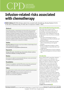INFUSION RELATED RISKS ASSCOCIATED WITH CHEMOTHERAPY
