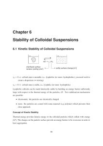 Study of colloidal suspensions