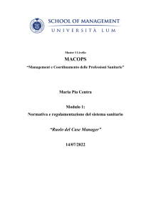 Tesina Modulo 1 - Il Ruolo del Case Manager - Maria Pia Centra