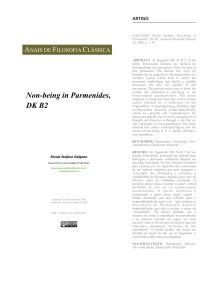 Galgano Nicola S., Non being in Parmenides,  Anais de Filosofia Classica  28 (2020)