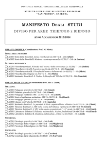 MANIFESTO Degli STUDI - ISSR "San Pietro" Caserta