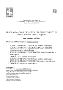 programma del dipartimento di scienze per la disciplina