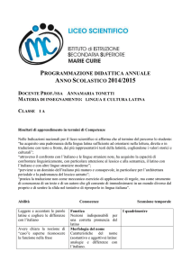 Programmazione didattica annuale Anno Scolastico 2014/2015