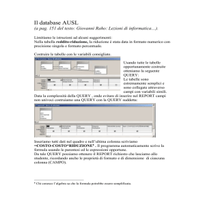 Suggerimenti sul database AUSL.mdb a pag. 151 del testo.