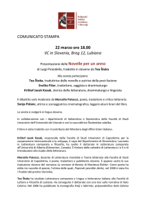 Comunicato stampa dell`evento - Istituto Italiano di Cultura Lubiana
