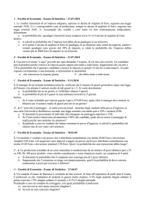 Esercizi Probabilità 2 - Università degli Studi di Cagliari