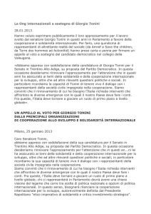 Le Ong internazionali a sostegno di Giorgio Tonini 28.01.2013