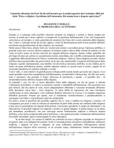 il problema dell`autonomia. Dio sommo bene o despota capriccioso?