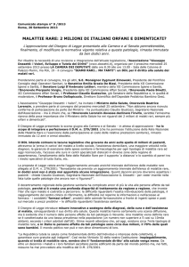 Comunicato stampa n° 9 /2013 Roma, 20 Settembre 2013