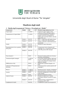 Manifesto degli studi - Dipartimento di Matematica Tor Vergata