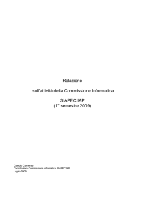 Relazione sull`attività della Commissione Informatica della SIAPEC