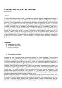 Consumo critico o critica del consumo?