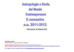 Orario I anno: Antropologia e Storia del Mondo Contemporaneo (DM