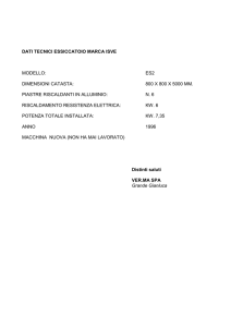 DATI TECNICI ESSICCATOIO MARCA ISVE MODELLO: ES2