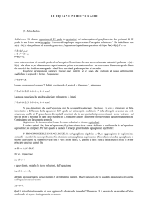 ALGEBRA 4: EQUAZIONI DI II§ GRADO