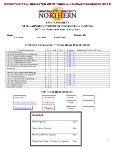 Computer Information Systems Minor Requirements