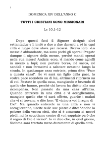 XIV Dom. T. Ord.: Tutti i cristiani sono missionari