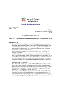interrogazione urgente - Consiglio Regionale della Puglia