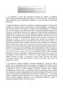 Come interviene Dio nel mondo? Tesi 1. La questione di come Dio