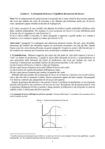 Lezione 4 La domanda di lavoro e l`equilibrio del mercato del