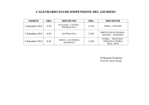 CALENDARIO ESAMI SOSPENSIONE DEL GIUDIZIO