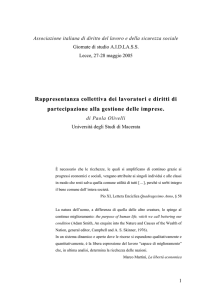 Rappresentanza collettiva e diritto di partecipazione alla gestione