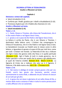 1 SECONDA LETTERA AI TESSALONICESI Analisi e riflessioni sul