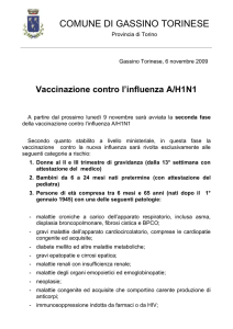 vaccinazione contro l`influenza a/h1n1