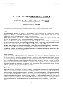 piano di lavoro di matematica e fisica