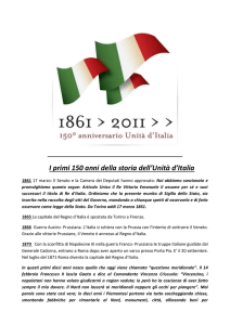 I primi 150 anni della storia dell`Unità d`Italia 1861 17 marzo: Il
