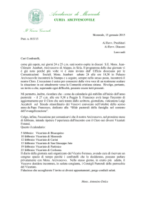 Il Vicario Generale Monreale, 13 gennaio 2015 Prot. n. 015/15 Ai