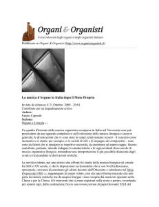 La musica d`organo in Italia dopo il Motu Proprio