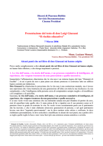 Presentazione del testo di don Luigi Giussani Il Rischio educativo