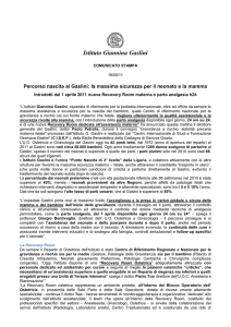 Istituto Giannina Gaslini COMUNICATO STAMPA 19/05/11 Percorso