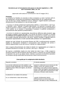 Linee guida della Commissione per emanazione pareri