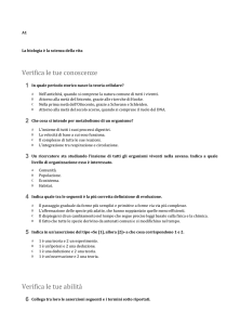 A1 La biologia è la scienza della vita Verifica le tue conoscenze 1 In