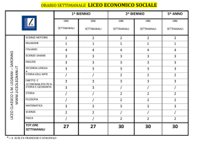 ORARIO SETTIMANALE LICEO ECONOMICO SOCIALE 1