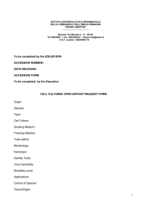 Open deposit request form (Cell Cultures)