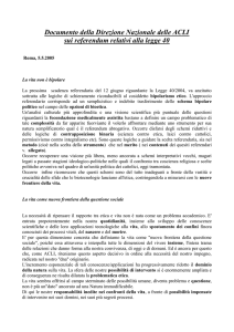 Un documento della Direzione Nazionale delle ACLI